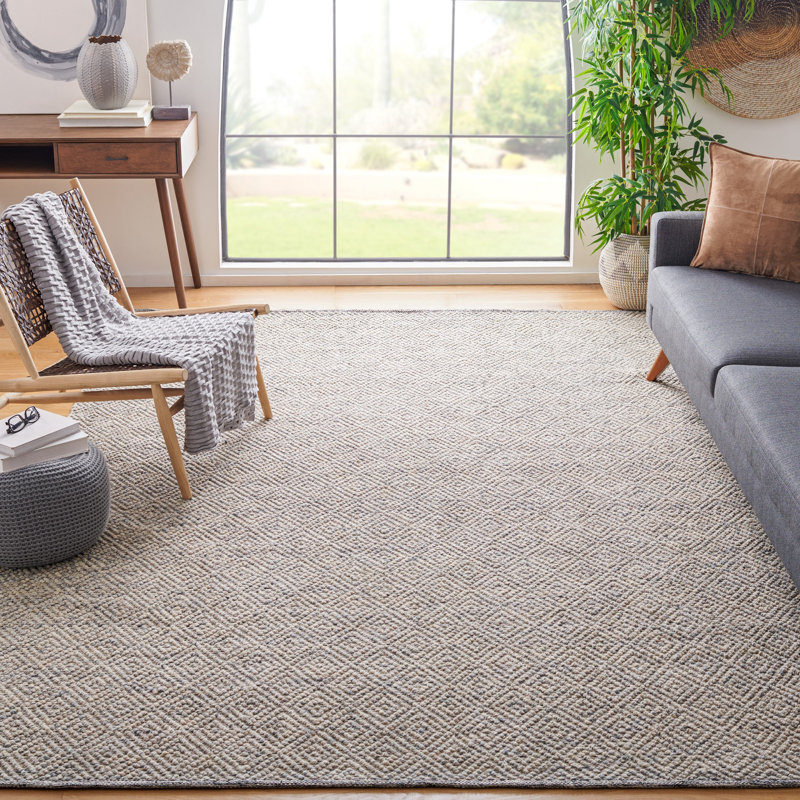 Tapis géométrique en laine / coton tissé à la main Zahid, Rectangle 9 pi x 12 pi