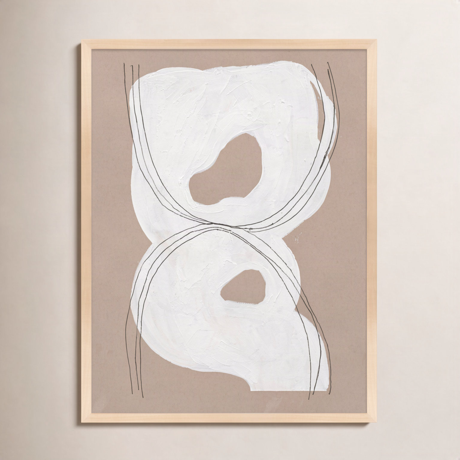 Malta "Free Form 1" Painting by Andrea Stokes, 38" H x 30" W x 1.25" D, Brown