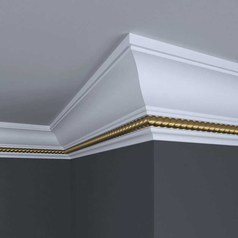 White and Gold Primed 4.5" x 96" Crown Moulding
