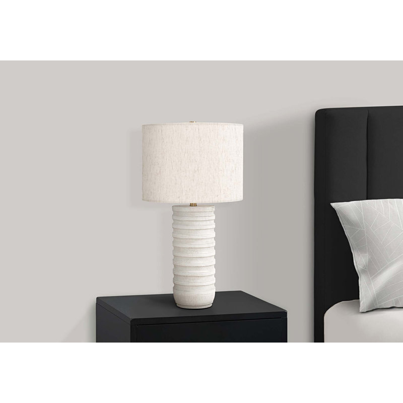 Lighting, 28 po, lampe de table, résine crème, abat-jour ivoire / crème, transitionnel