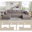 Coussin rembourré en mousse de 6,5 po avec coussins en tissu respirant gris modulaire de 138,5 po-1080230771