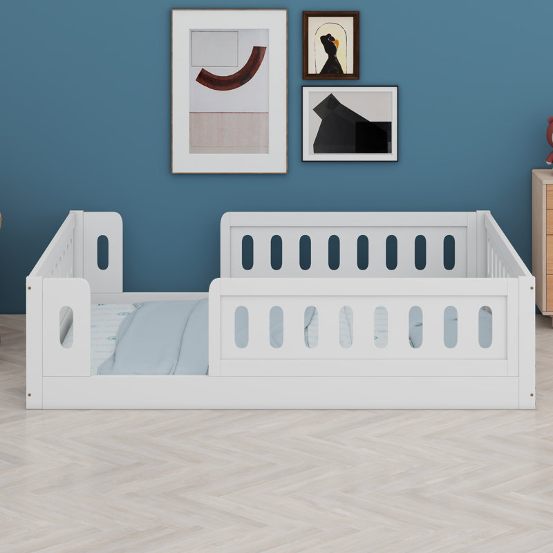 Lit plateforme avec garde-corps, White