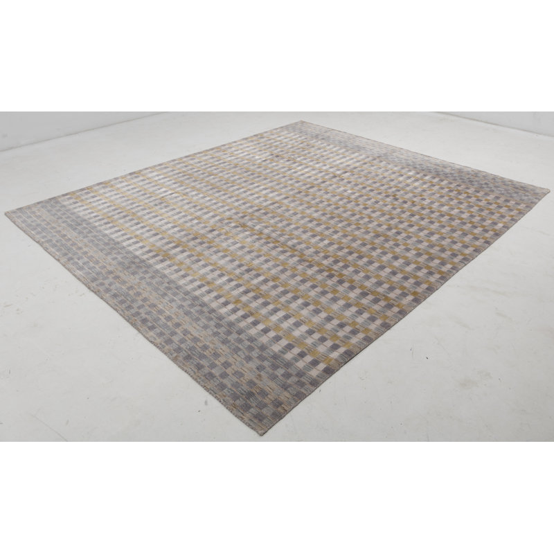 Hand Loomed Striped Area Rug in Yellow