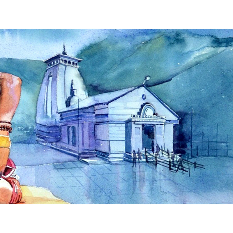 Sadhu à Kedar Nath | Aquarelle sur papier | Par Rajib Agarwal