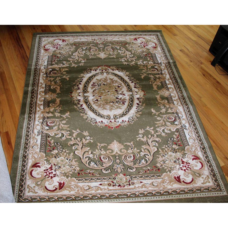 Tapis intérieur / extérieur oriental vert Laura, Rectangle de 8 pi x 10 pi