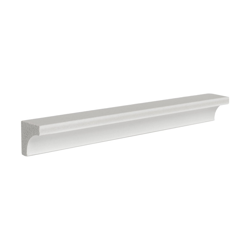 Échantillon de moulure pour panneau de coin intérieur en polystyrène recyclé de longueur 3/4 po x 3/4 po x 6 po.