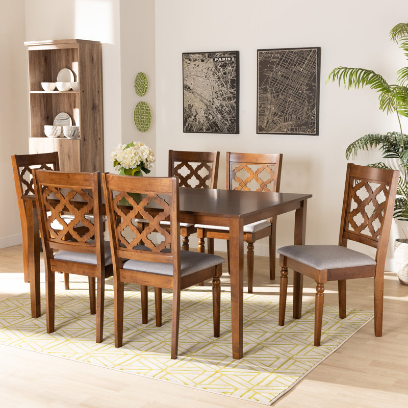 Ensemble repas pour 4 personnes Lockerbie, Brun, Brun/gris, 6 chaises incluses