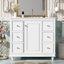 Ensemble de meuble-lavabo moderne avec lavabo en céramique 36 po x 18,3 po x 34,1 po, 4 tiroirs et 1 porte, rangement polyvalent, tablette réglable, cadre en bois massif et panneau de fibres à densité moyenne (ancien SKU: SV000016AAK-1)-114864611