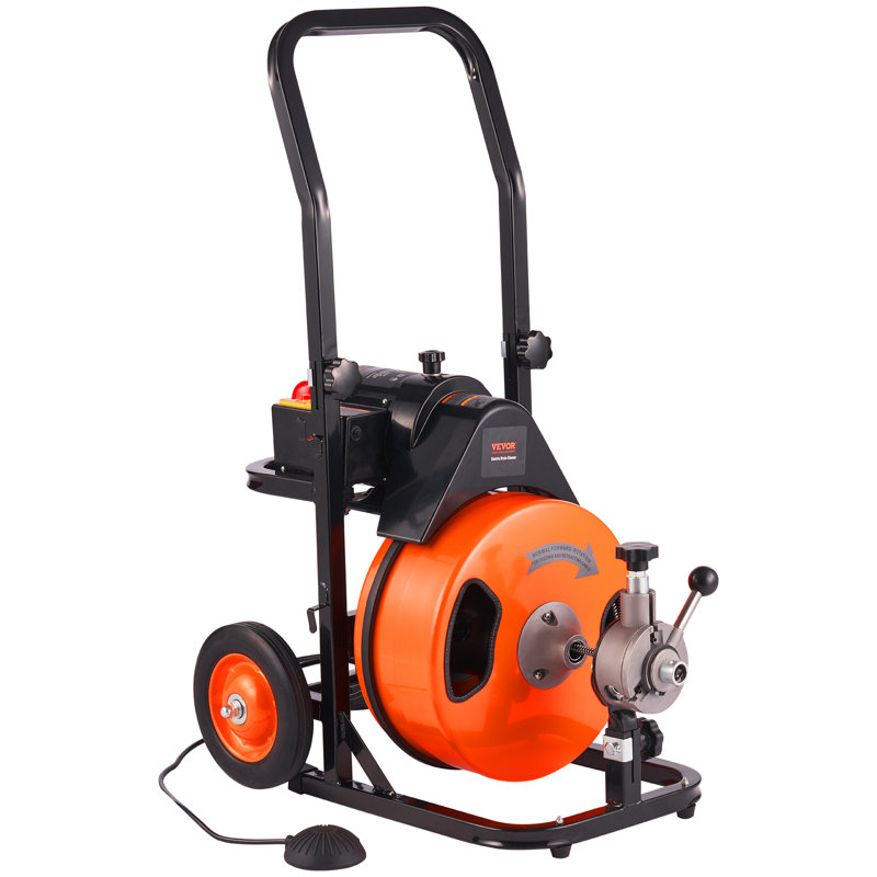 Drain Cleaning Machine 100FT x 3/4 Inch, Sewer Snake Machine Auto Feed