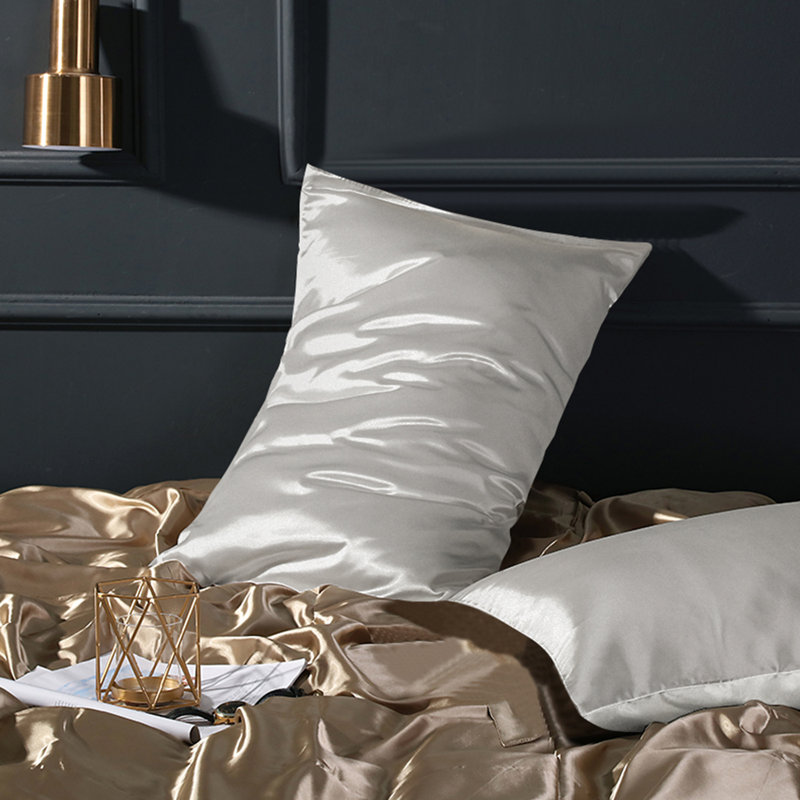 Pillowcases, Satin Luxurious Pillowcases with Envelope Closure - NTBAY, King, Silver Gray