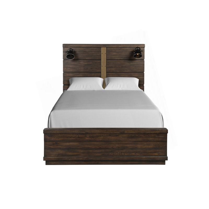 Lit de ferme industriel conçu avec Bluetooth et lumières, Queen