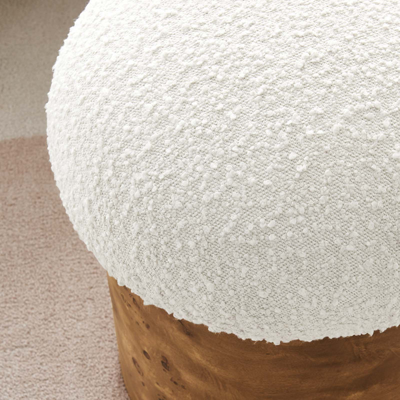 Modway Breeze Boucle Upholstered Ottoman In Ivory Burl