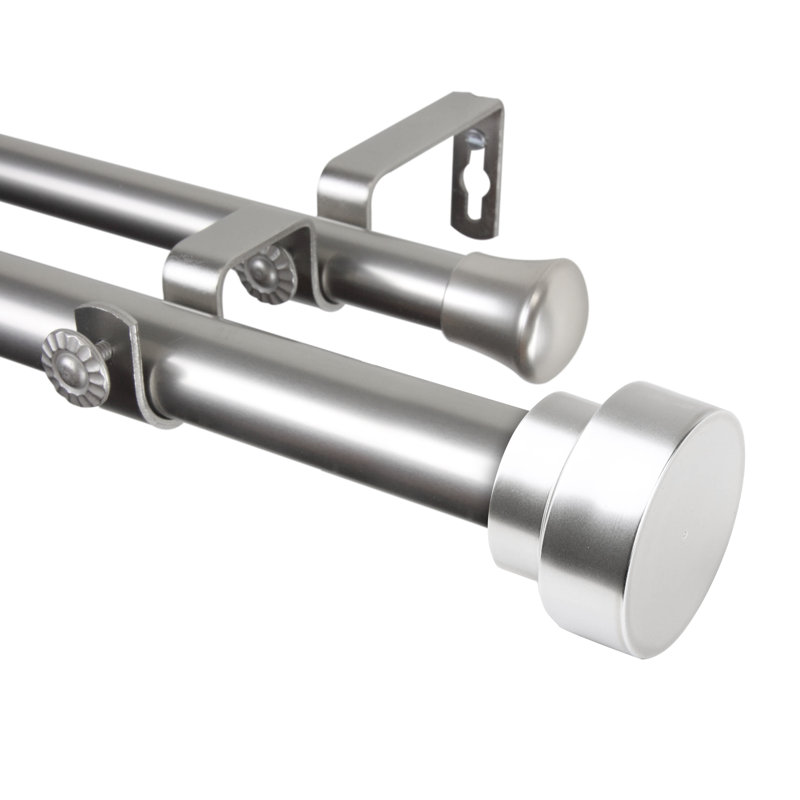 Tringle à rideaux double réglable, Nickel satiné, l 120 po à 170 po