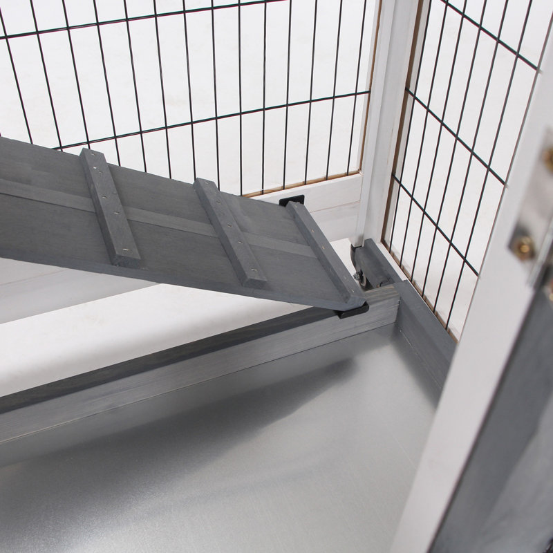 Solid Wood Pet Cage With Wheels And Removable , Grey Small Animal Habitat Bottom Layer,