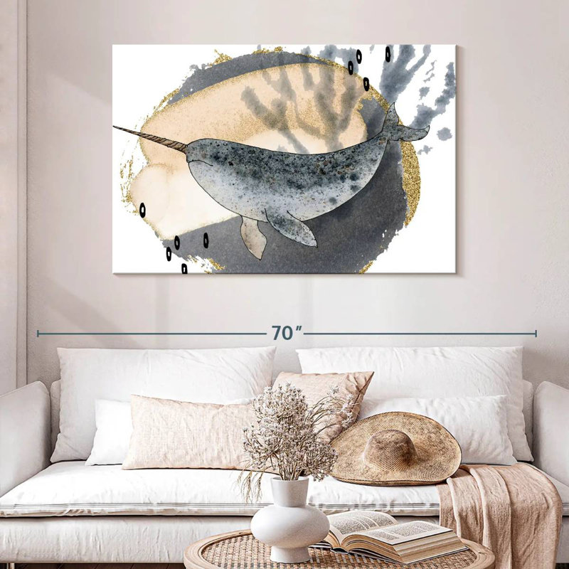 Brampt Boho Style Narwhal, 32" H x 48" W