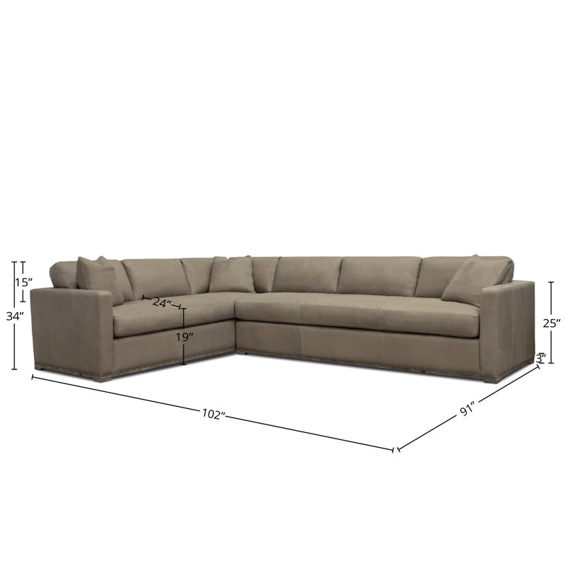Malibu Sectional, Left Hand Facing, Dark Walnut Dreamer Genuine Leather