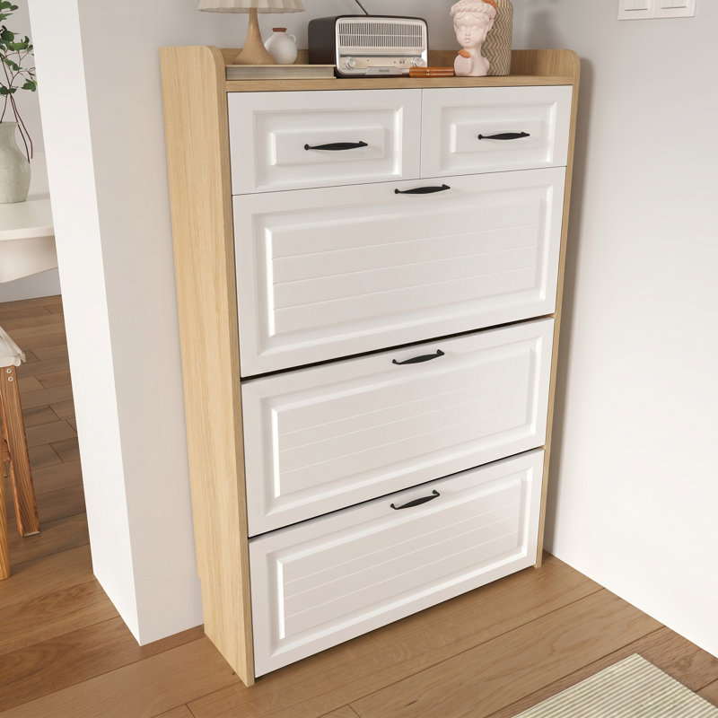 18 Pair Shoe Storage Cabinet, Natural