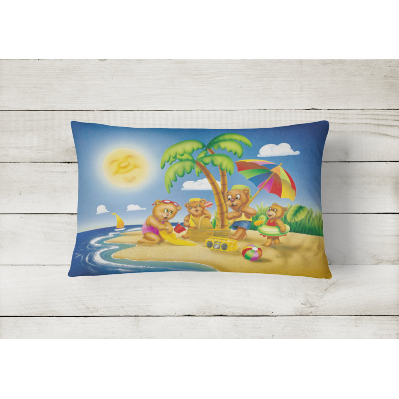  Coussin décoratif intérieur / extérieur Bears jouant à la plage