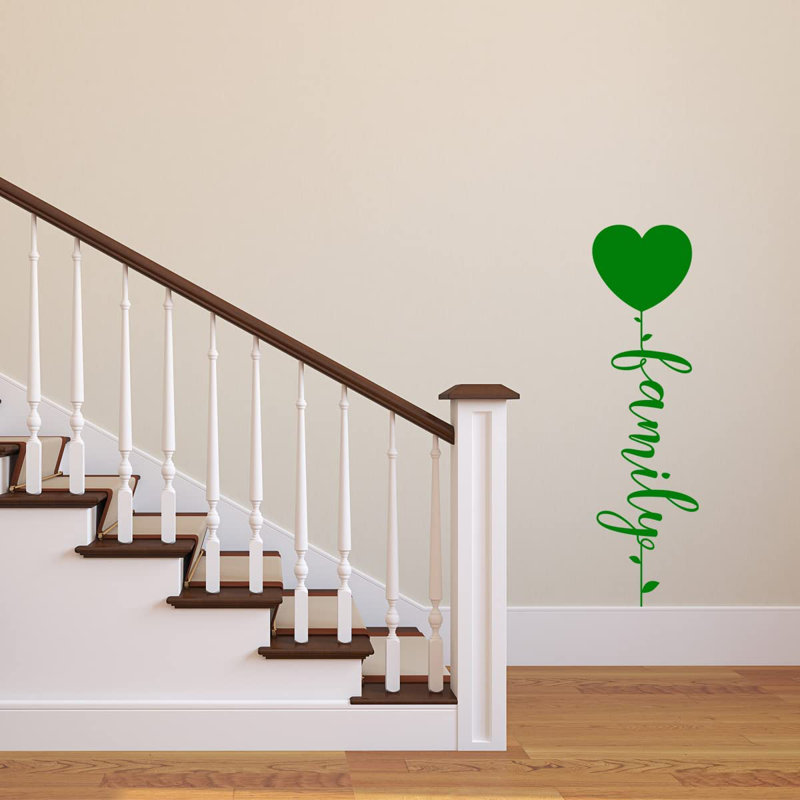 Text & Numbers Non-Wall Damaging Wall Decal, 14" H x 4" W, Green