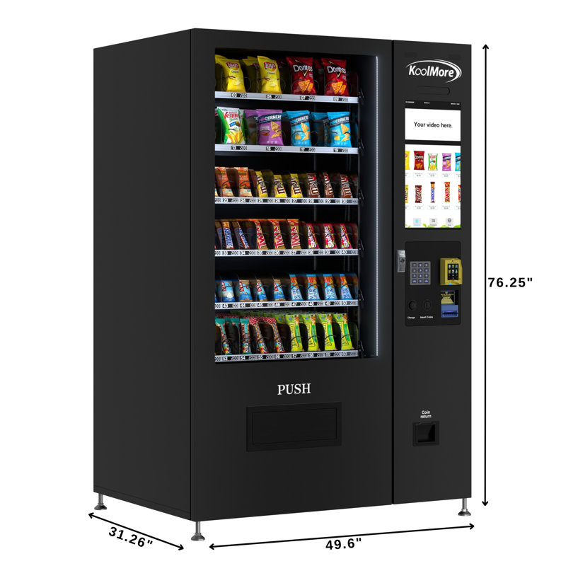 Non-Refrigerated Snack Vending Machine 60 Slots, CC Reader and Bill acceptor, 22 In. Touch Screen