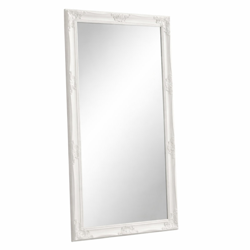 Solid Wood Rectangle Wall Mirror, White