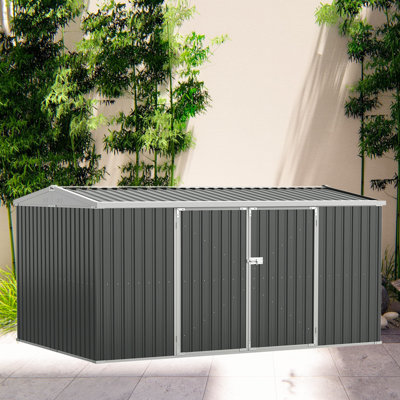 Bouzoun 14ft. W x 9ft. Dt Metal Apex Garden Shed