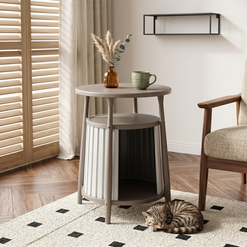 Table d'appoint ronde Cat House, Noir