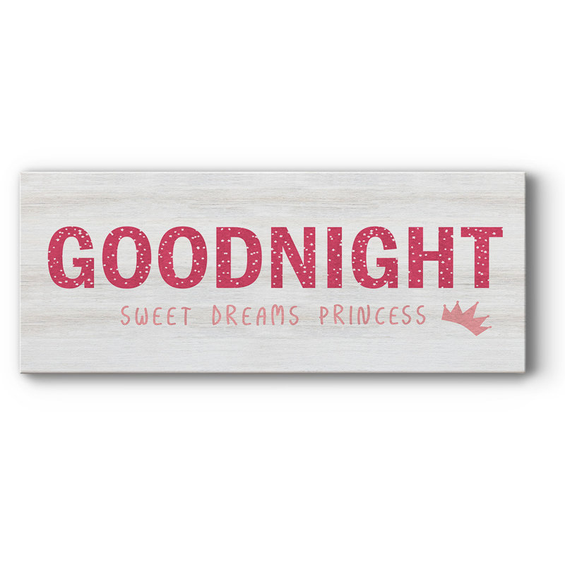 Princesse Goodnight sur toile, art textuel, H 8 po x l 20 po x P 1,5 po