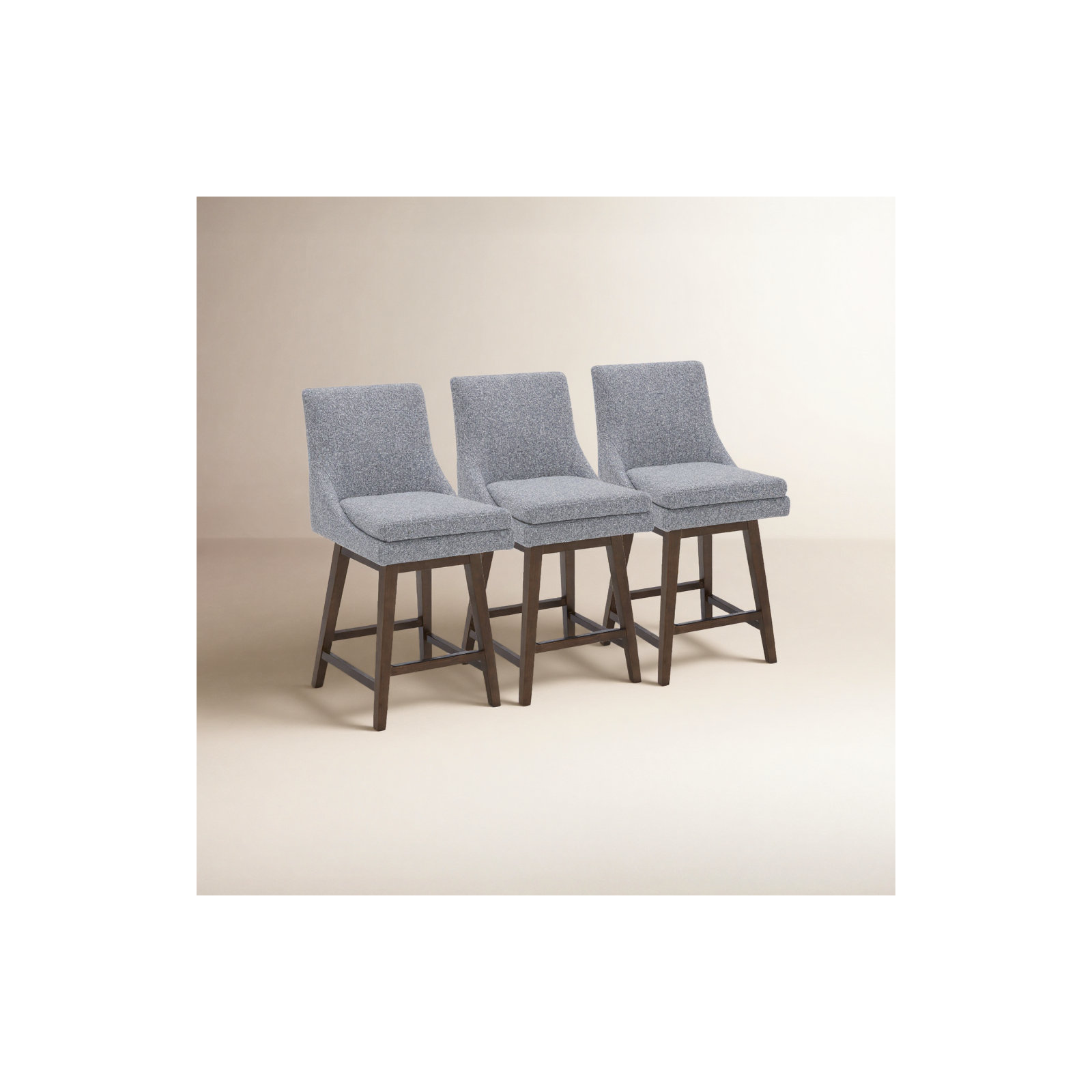 Zahara Neri Upholstered Swivel Counter Stool, Nathan Gray Tweed/Walnut