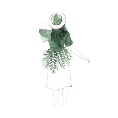 Green Girl - Wrapped Canvas Painting