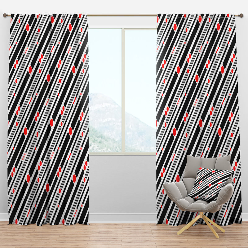Panneau de rideau simple semi-diaphane avec passe-tringle Mid-Century Minimal, l 52 po x L 120 po