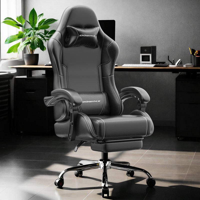 Fauteuil de jeu ergonomique avec repose-pieds et soutien lombaire à massage, accoudoirs à accoudoirs et appui-tête à 2 dimensions, pour le bureau et les longues sessions de jeu, 330 lb, noir