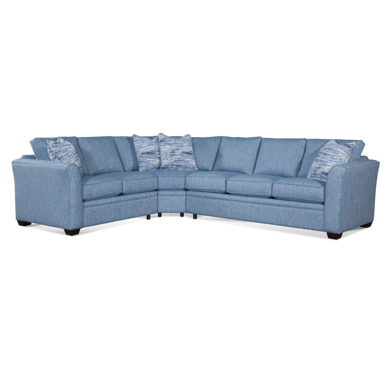 Bridgeport Sectional, Left Hand Facing, Frost White , Green and Blue Stripe; 0252-54
