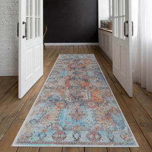 Adiva Rugs Machine Washable Area Rug for Living Room, Bedroom, Bathroom, Kitchen, Printed Vintage Home Decor, Floor Decoration Carpet Mat (Terra