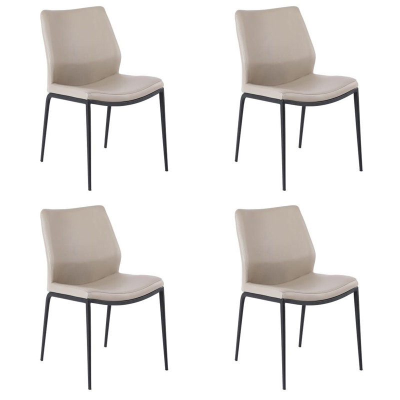Chaise de salle à manger contemporaine Cruz en cuir taupe (ensemble de 4), Tanné
