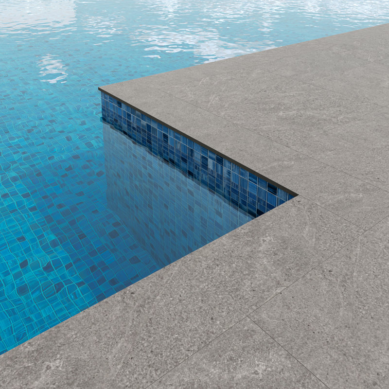 11.81 In. X 47.24 In. Matte Porcelain Pool Coping (3.87 Sq. Ft. / Each), Silver Gray