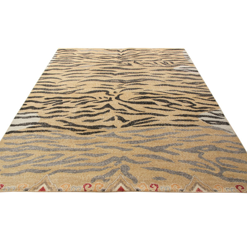 Distressed Homage Hand Knotted Wool Animal Print Area Rug, Rectangle 9' x 12'