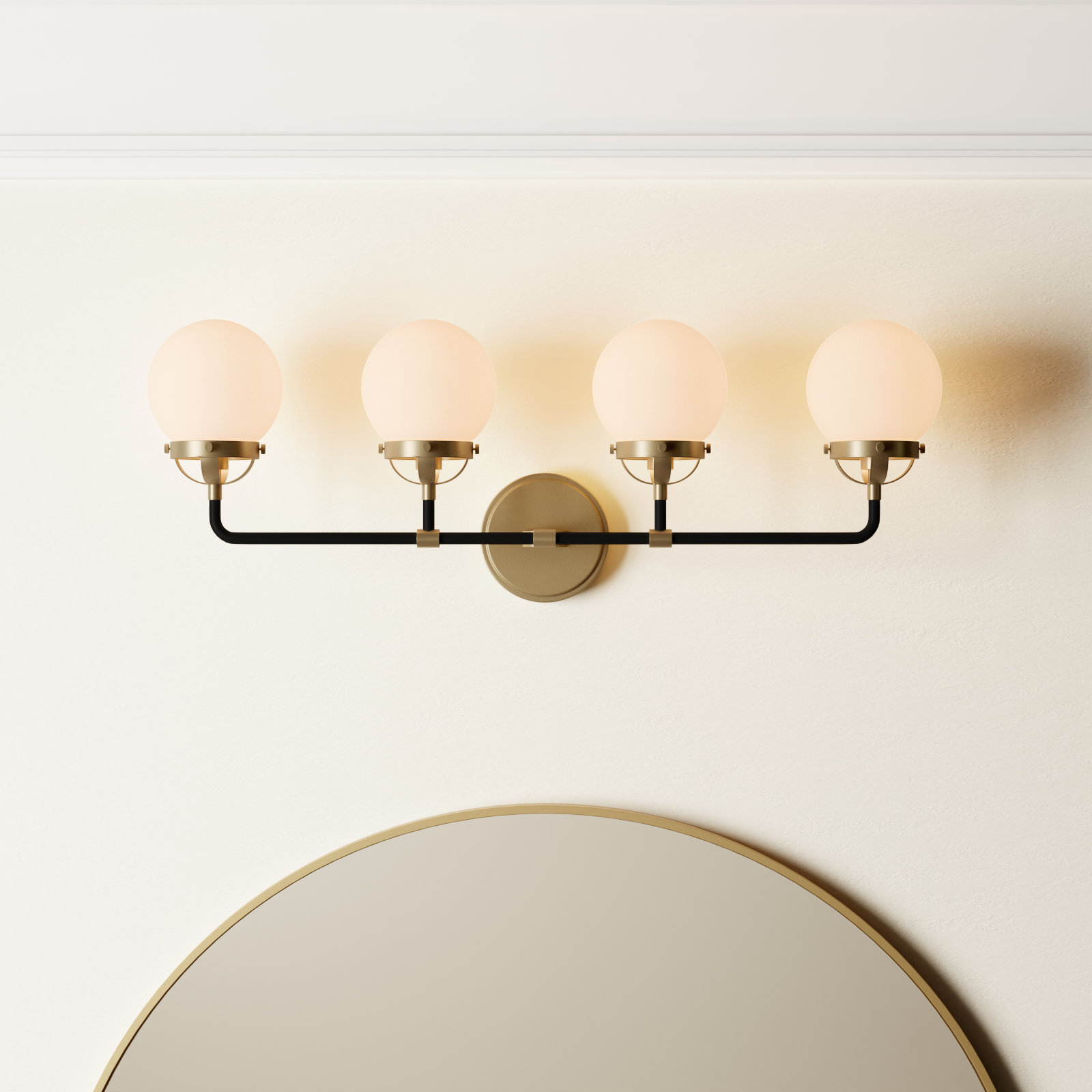 Newport 4-Light Vanity Light, Satin Brass, No
