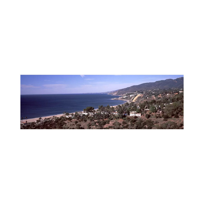 High Angle View Of An Ocean, Malibu Beach, Malibu, Los Angeles County, California, USA - Wrapped Canvas Panoramic Print