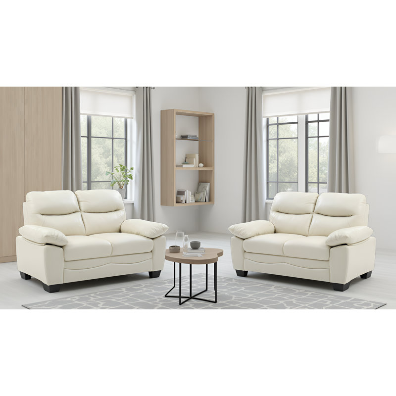 Londonderry Pearl Faux Leather Loveseat Set Of 2, Pearl