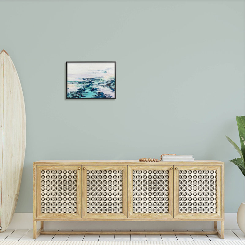 Composition abstraite de l'océan, estampe numérique par Stacy Gresell, Giclée encadrée noir minuit
