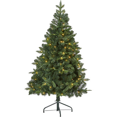  Grand Teton Spruce Flat Back Artificial Christmas Tree with 514 Bendable Branches and 120 Clear Lights