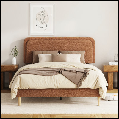 Full Plush Upholstered Platform Bed with Height-Adjustable Headboard, Sturdy Steel Frame, No-Spring Mattress Compatible
