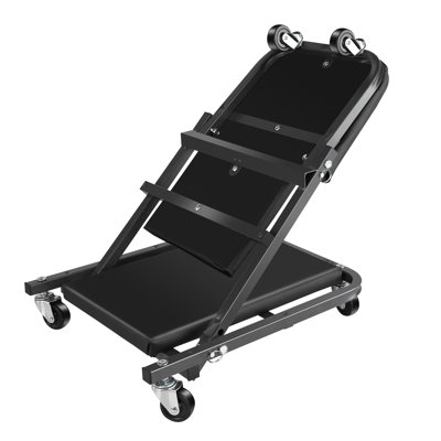 36" Z-Creeper Seat Foldable Under Car Creeper, 330 Lbs Capacity All-In-One Adjustable Roller Garage Chair Lay Down Or Sit, 6 Wheels. 14 Inch Wheel Cross Wrench, Tire Repair Kit