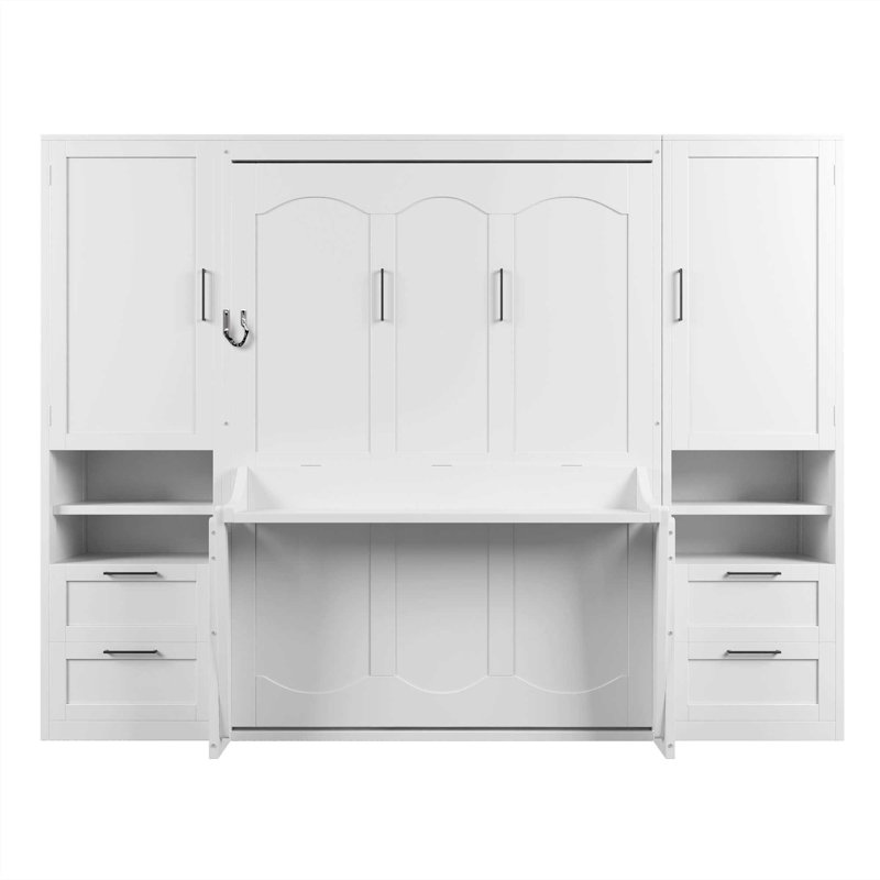 Lit escamotable avec lit escamotable Murphy, Complet/Double, Blanc