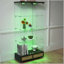 Vitrine à 4 tablettes en verre avec deux grands tiroirs verrouillables et éclairage à DEL de 13 couleurs-131095844