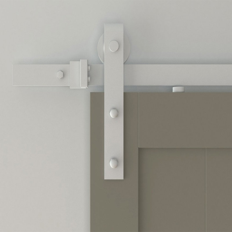 6,6 pi Ensemble de quincaillerie de porte de grange simple à fermeture douce (porte non incluse), Blanc