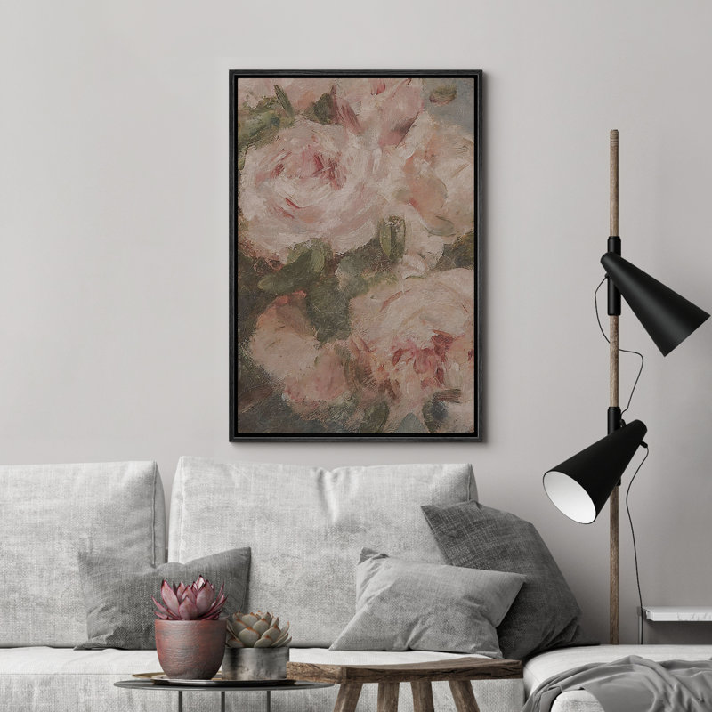 Roses roses antiques, illustrations botaniques rustiques champêtre, Noir, H 24 po x l 16 po