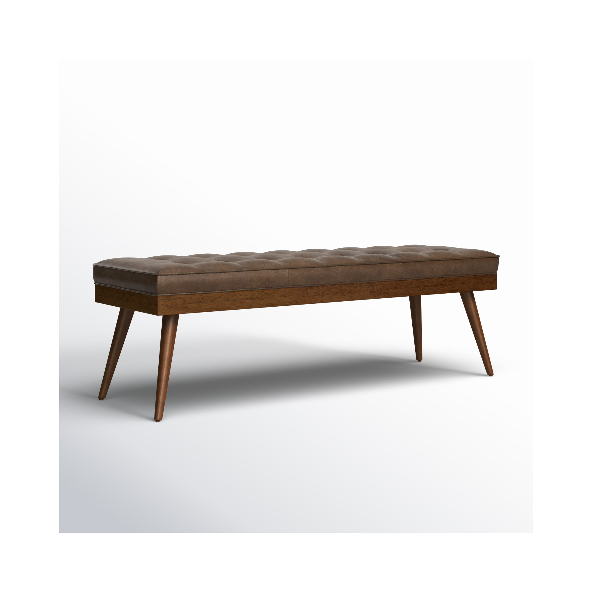 Luca Full-Grain Italian Genuine Leather Bench, Cocoa Brown