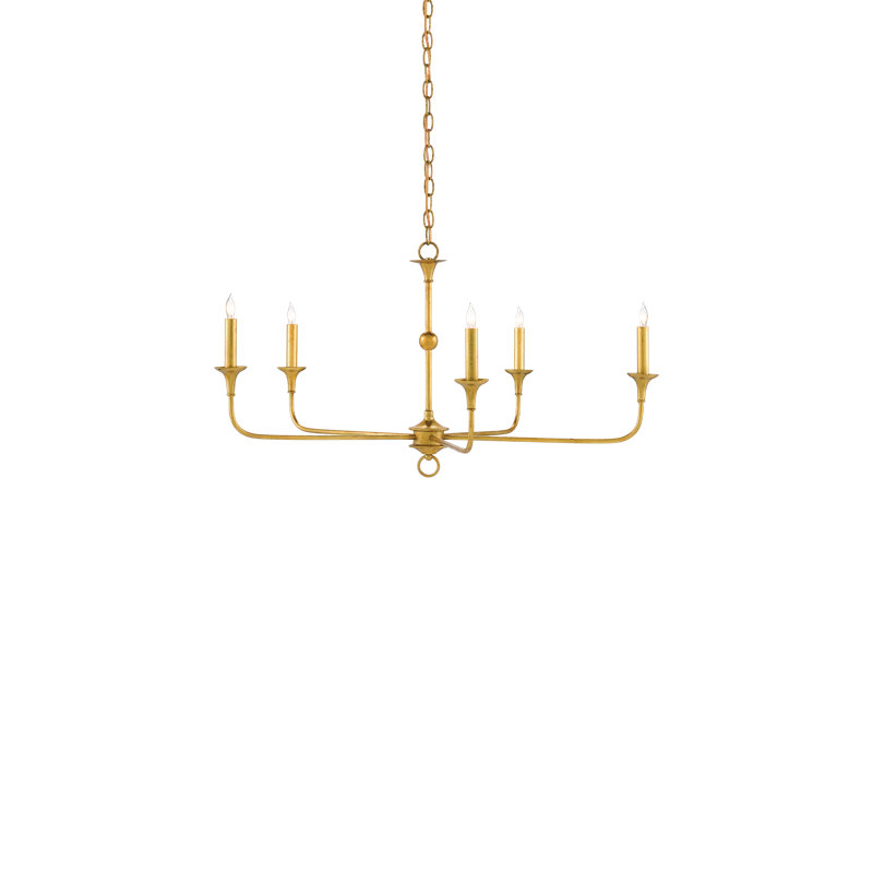 Nottaway 5 - Light Chandelier, Contemporary Gold Leaf